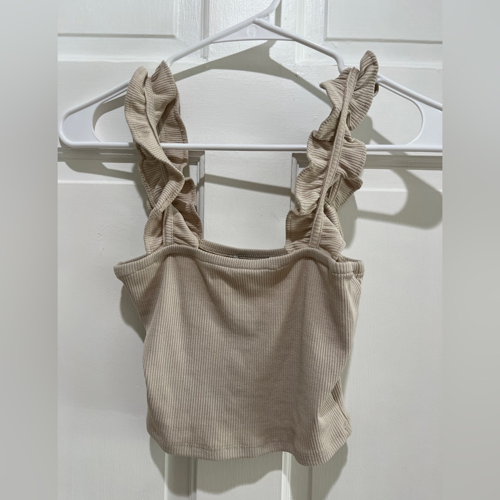 Zara cropped tank top with ruffled straps